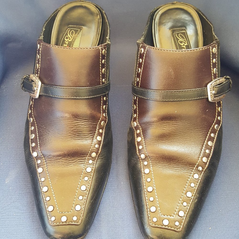 Brighton Mule Slide Cowboy Boot Black Brown